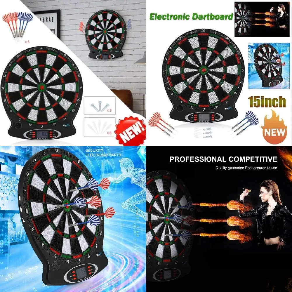 

Classic Sturdy Electronic Hanging Dartboard Set with Safe 6pcs Darts for Indoor Outdoors Party Games Activities, Easy Toys for E