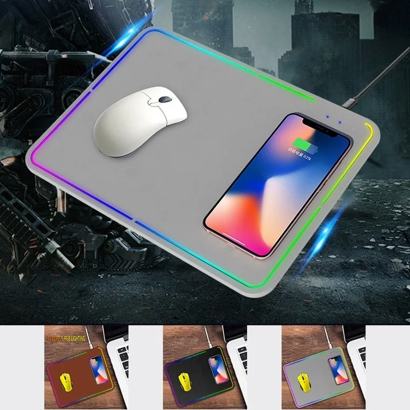 

2022.With 10W Wireless Charging RGB Mouse Pad PU Fabric Cute Mat Gaming MousePad for Desktop PC Laptop Notebook Computer
