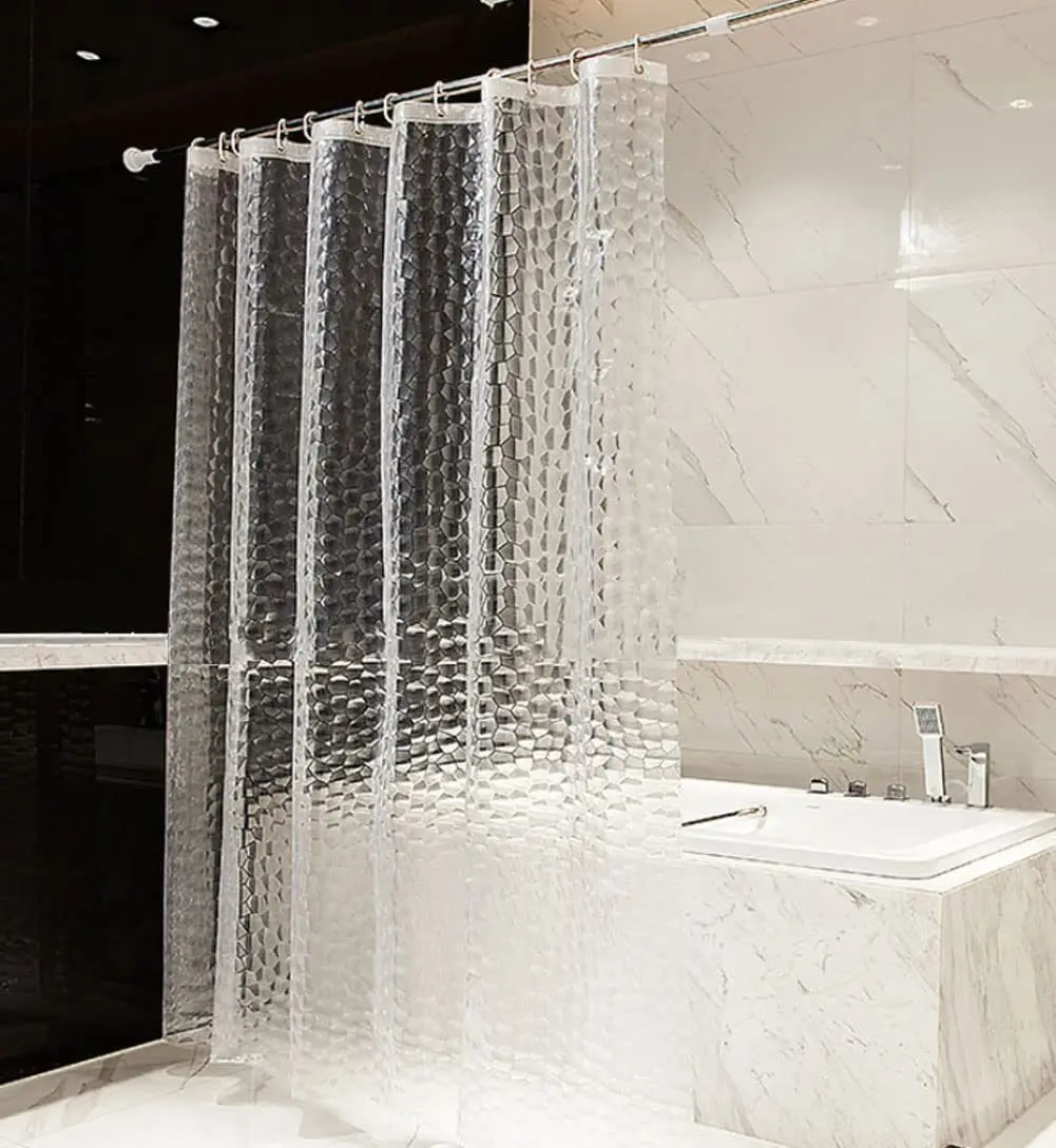 

180*180cm Modern Shower Curtain With Hooks Mildew Proof Translucent Bathroom Curtains Home Waterproof PEVA Plastic Curtain