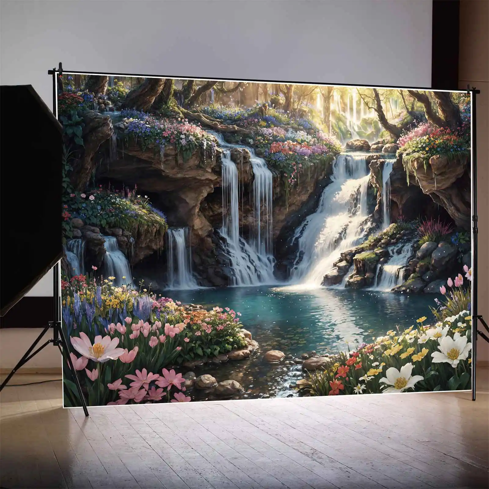 

Фон для фотосъемки с изображением гор дневного водопада золотого солнечного света персонализированные детские фоны для фотостудии