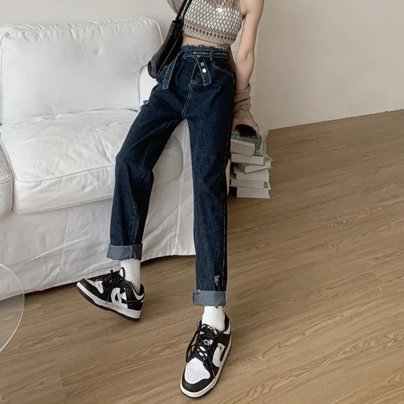 Vintage Jeans Women 2022 Female Clothing Streetwear Women's Pants Y2k Korean Fashion Baggy Woman Clothes High Waist Ripped Harem