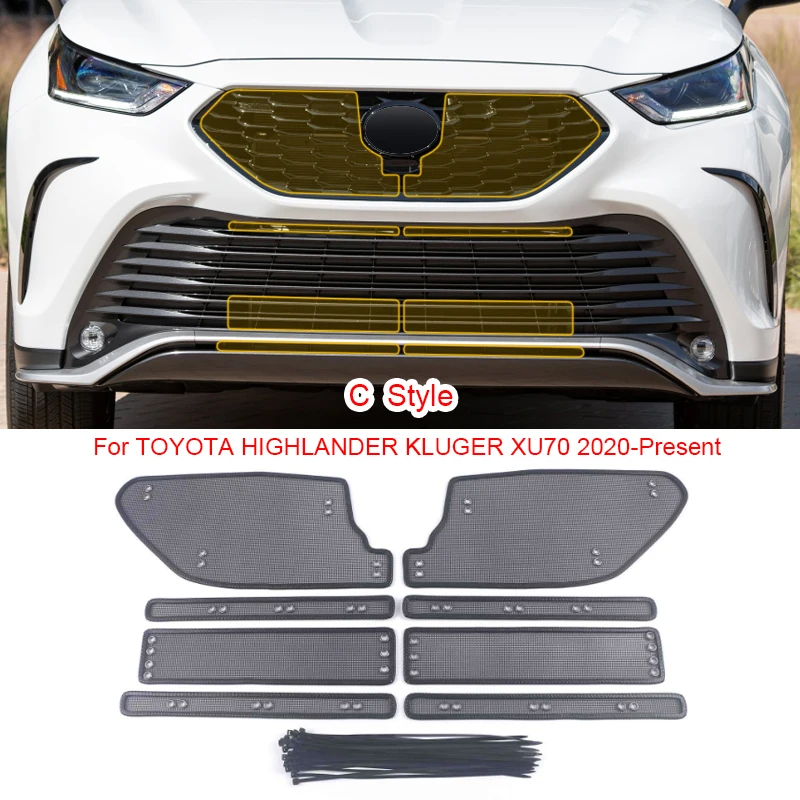 

Автомобильная сетка с защитой от насекомых для Toyota Highlander Kluger XU70 2020-2025, крышка резервуара для воды, защитная сетка для гонок, аксессуары для конденсатора