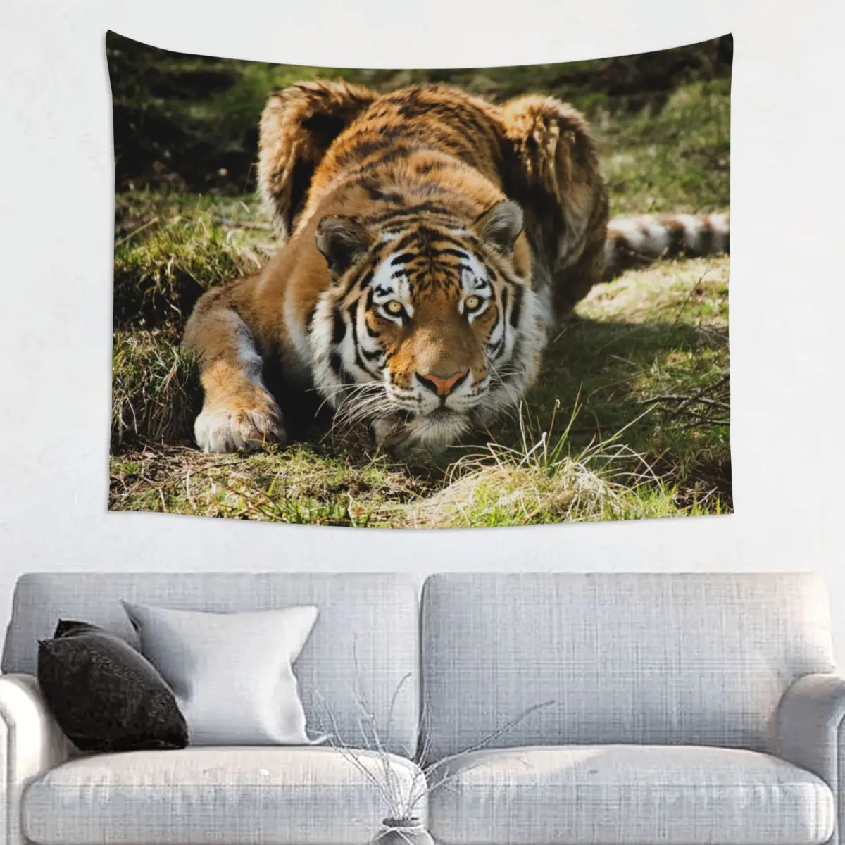 Бенгальский гобелен для охоты с тигром настенный из полиэстера в стиле хиппи