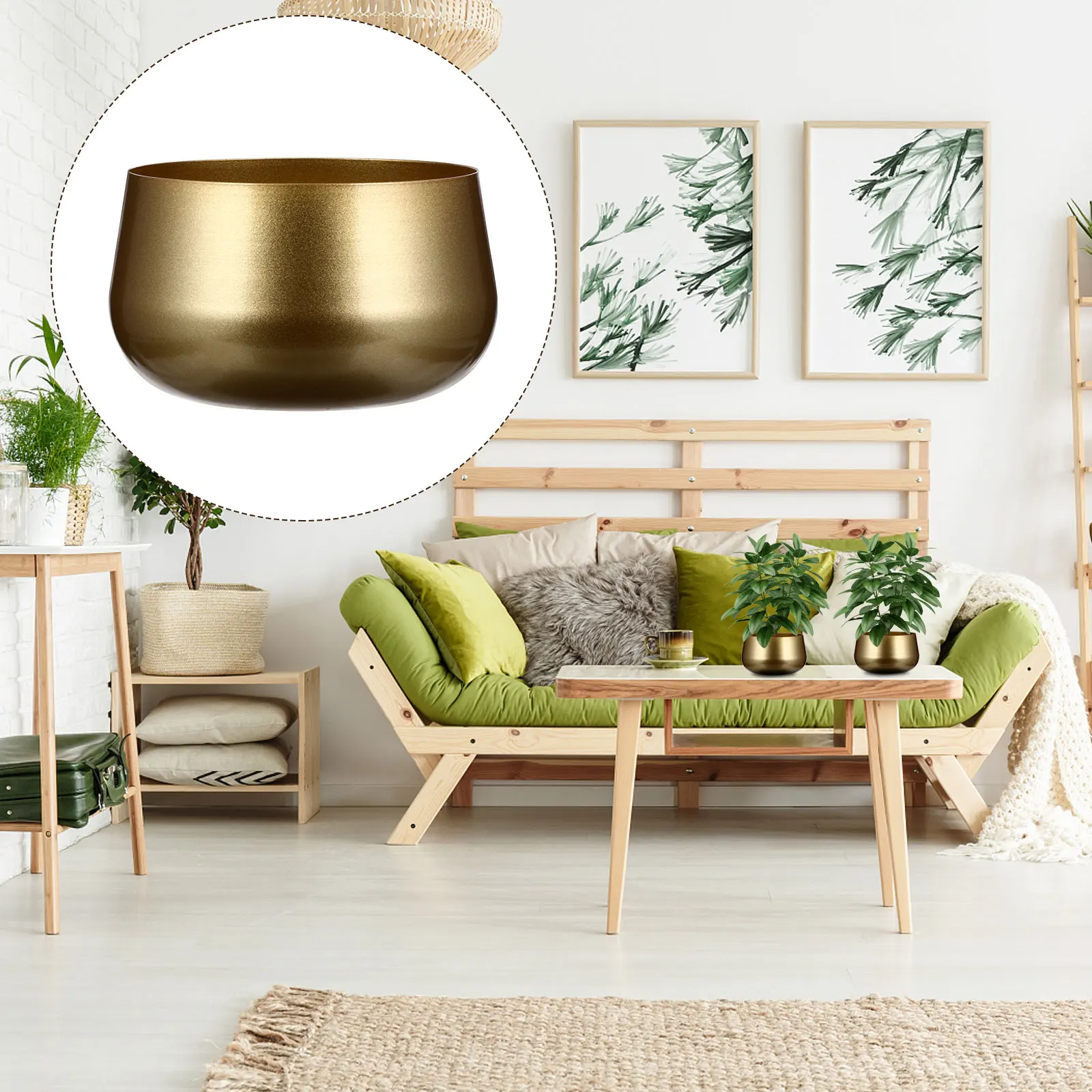 Wrought Iron Vase Flower Pot Planting Pots Indoor Bonsai Standing Succulent Planter Golden Container Decorative (art.: 3920cf12e671a) - 3920cf12e671a