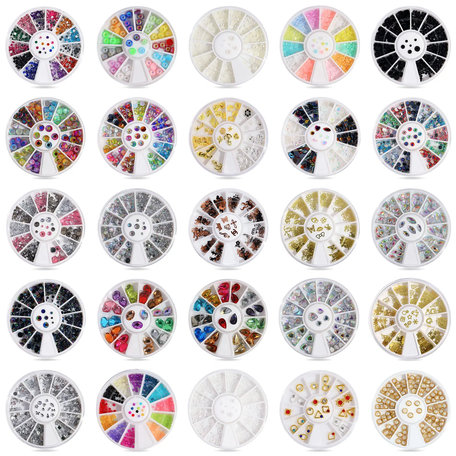 

Multicolor Many Styles Mixed Size Resin Rhinestones Shinning Phone CaseStickers DIY Nail Art Decoration in Wheel Body Crafts