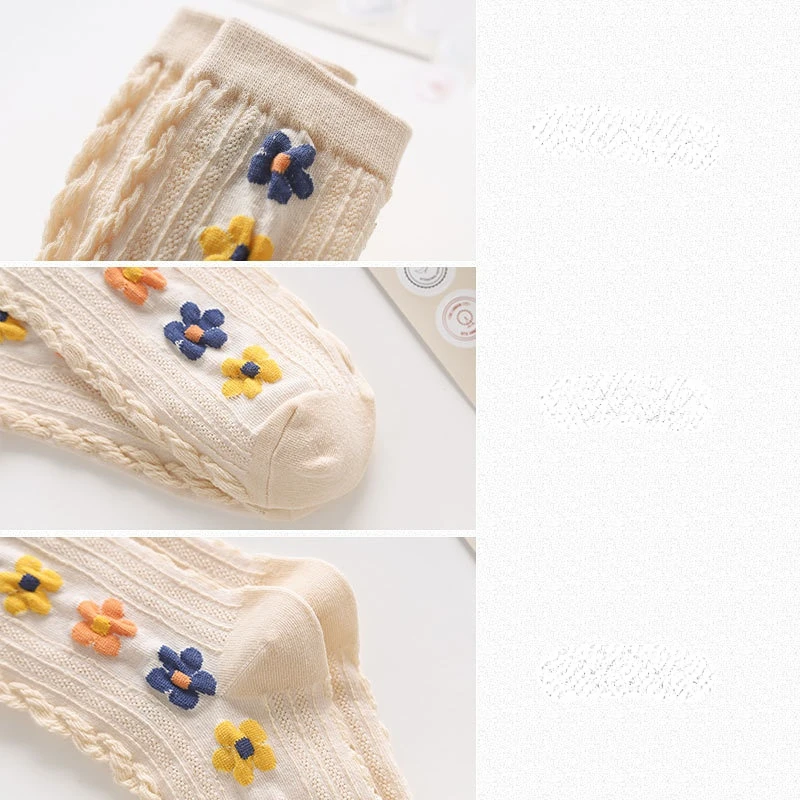 5 Pairs/ Lot Woman Cotton Socks Retro Embroidery Spring Kawaii Cute Socks Lolita Socks Flower Socks Christmas Gift