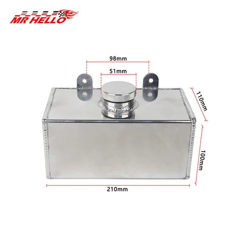 Алюминиевый сплав, 2 л, зеркальная полированная бутылка для омывателя ветрового стекла, интеркулер, распылительный бак, серебристый