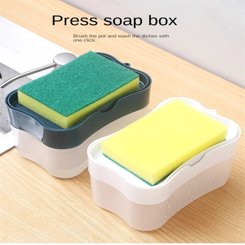 

Kitchen Soap Dispenser Sponge Holder Dish Soap Cleaning Liquid Pump Dispenser Container Manual Press Sink Dish Washing Soap Disp