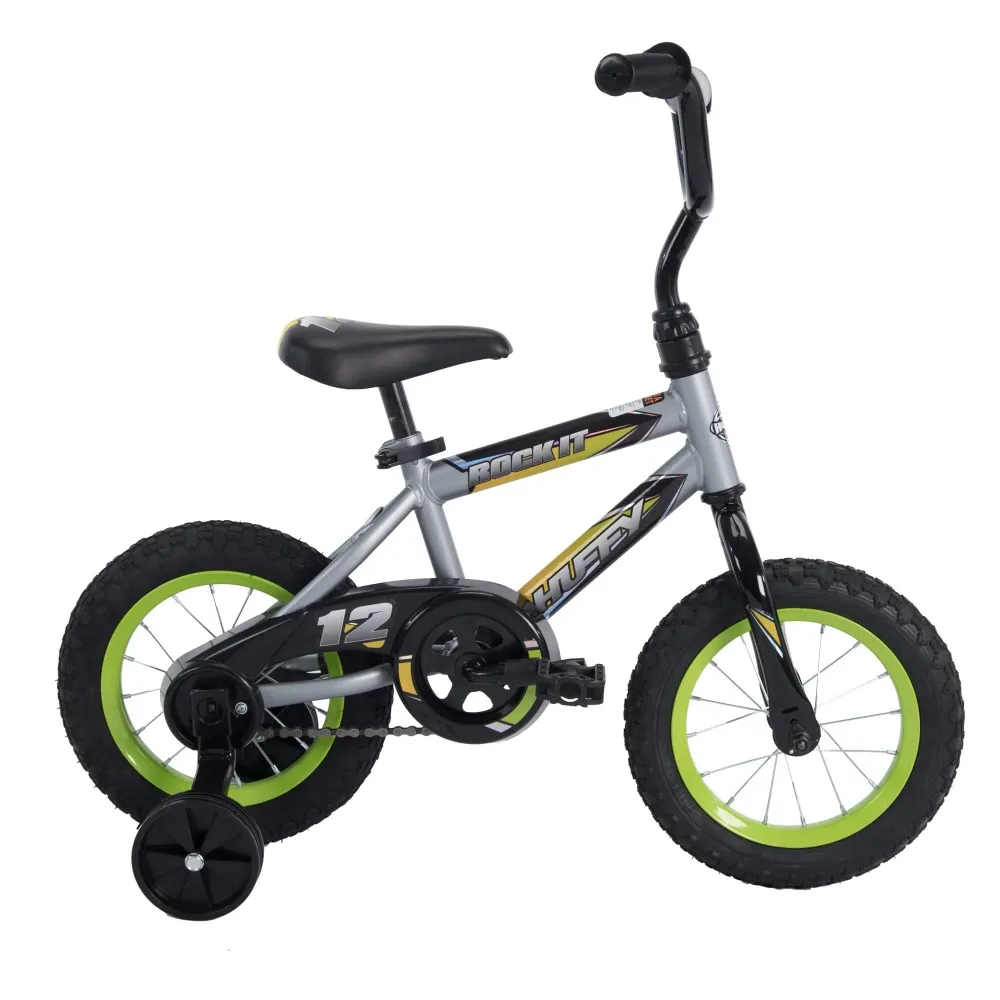 

Huffy 12 In. Rock It Boy Kids Bike, Grey Matte and Lime, Quick and Easy Assembly