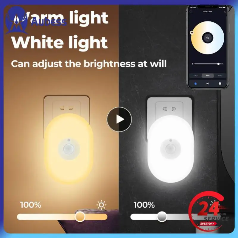 

Tuya Auto Night Lamp Night Light Bedroom App Voice Us/uk/eu Human Body Sensing Alexia Smart Home Remote Control Led Night Lights