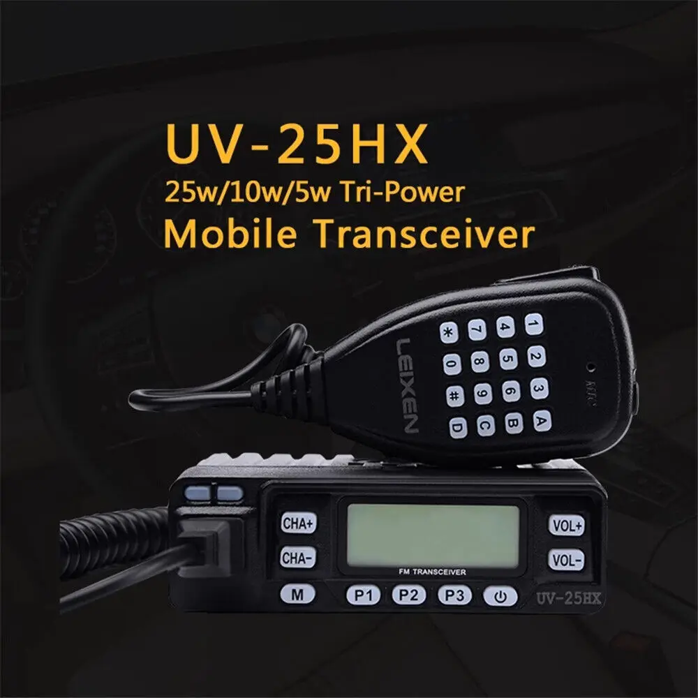 Фото Бесплатная доставка DHL, 10 шт., новинка, LEIXEN UV-25HX 25 Вт, миниатюрная Автомобильная рация, Двухдиапазонная VHF/UHF, автомобильное мобильное радио №1