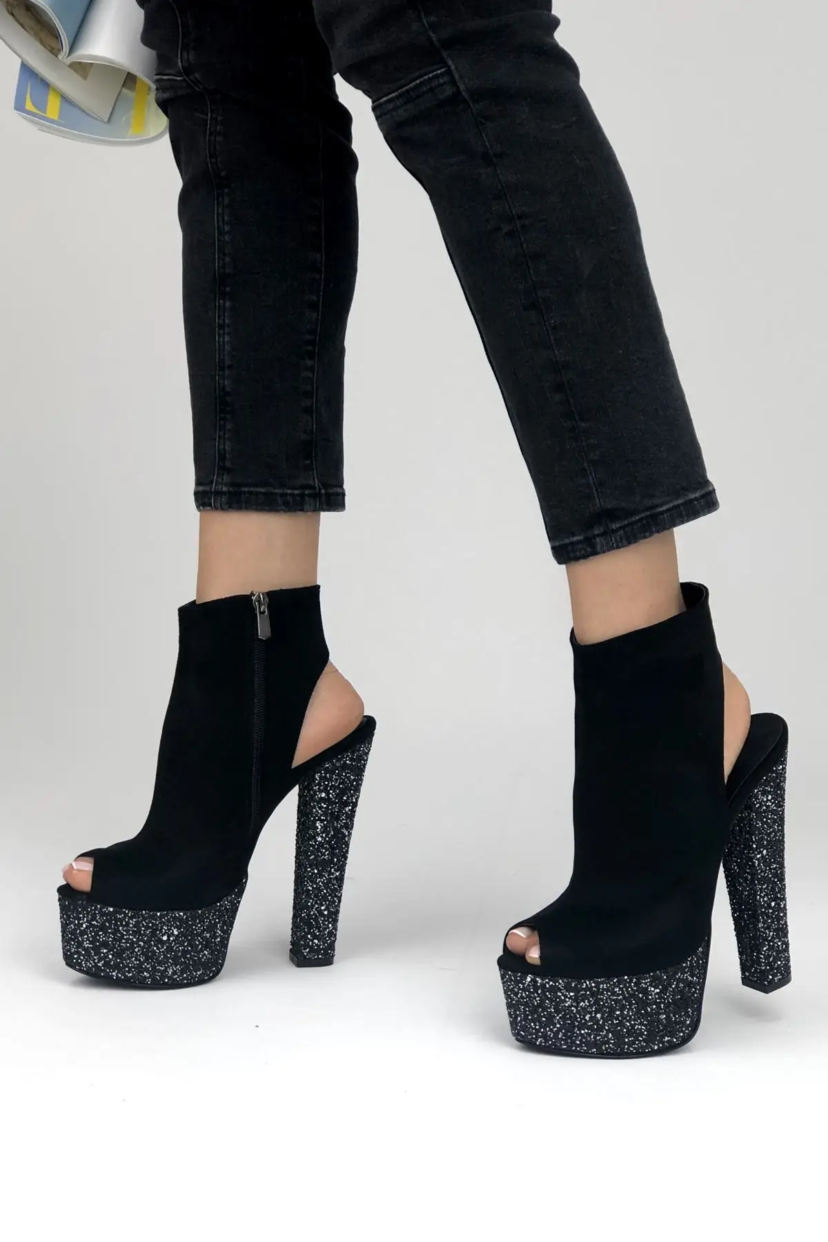 

Women's Fashion Handmade Special Platinum Glass Fracture Heels Shoes