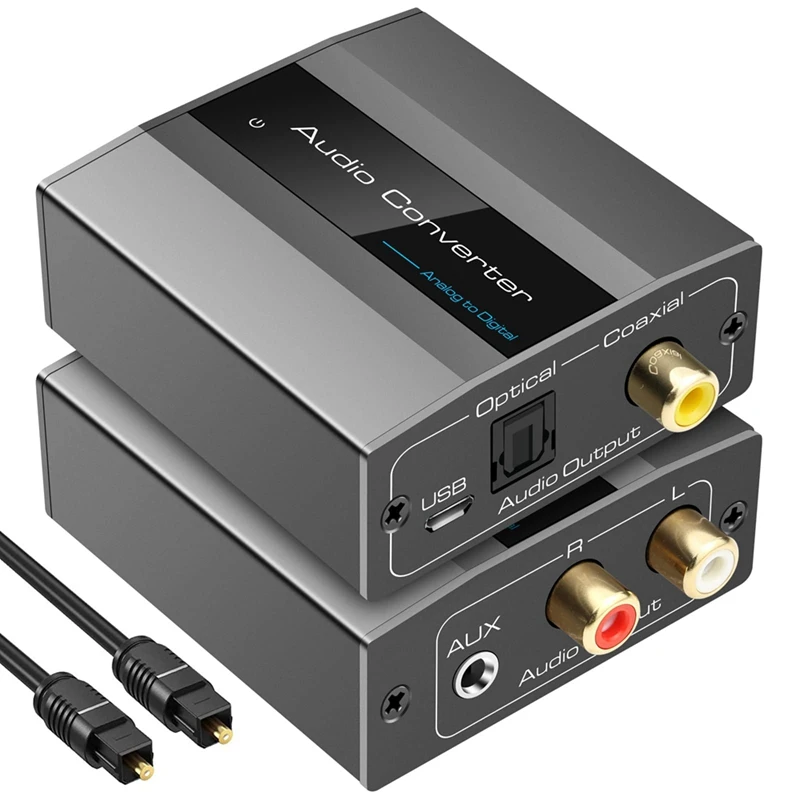 

NEW-Analog To Digital Audio Converter RCA To Optical With Optical Cable Audio Digital Toslink And Coaxial Audio Adapter