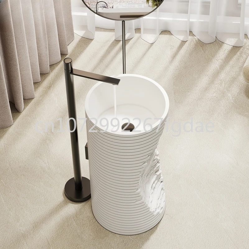 

Hotel Integrated Column Wash Basin Designer, Internet Celebrity Art Design, Vertical Floor Standing Cylindrical Wash Basin