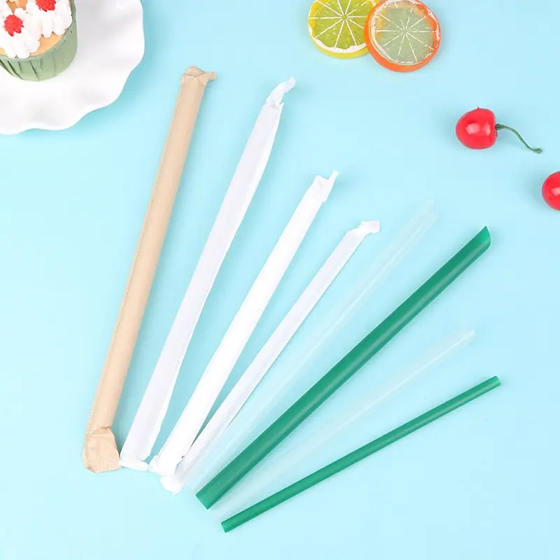 

100Pcs Plastic Straws Milkshake Wide Disposable Bubble Tea Drinking Straw Large Set Individually Wrapped Drinkware Bar Tools