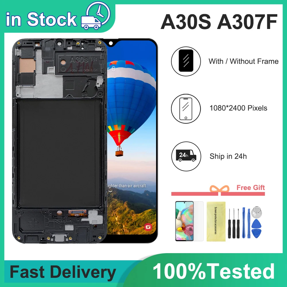 Дисплей 6,4 'для Samsung galaxy A30s A307 SM-A307FN, дисплей с сенсорным экраном и дигитайзером в сборе для Samsung A30S A307FN LCD