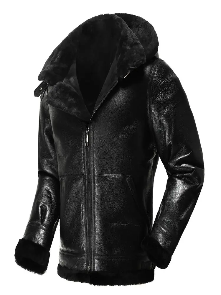 Мужская зимняя куртка из натуральной овечьей кожи
