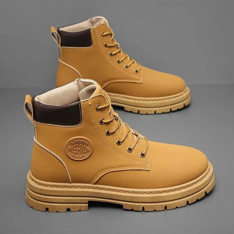 

Shoes for Men Platforms Breathable Fashion Motorcycle Flats Men's Ankle Boots Wedges Female Man Black Leather Oxford Boot Mens