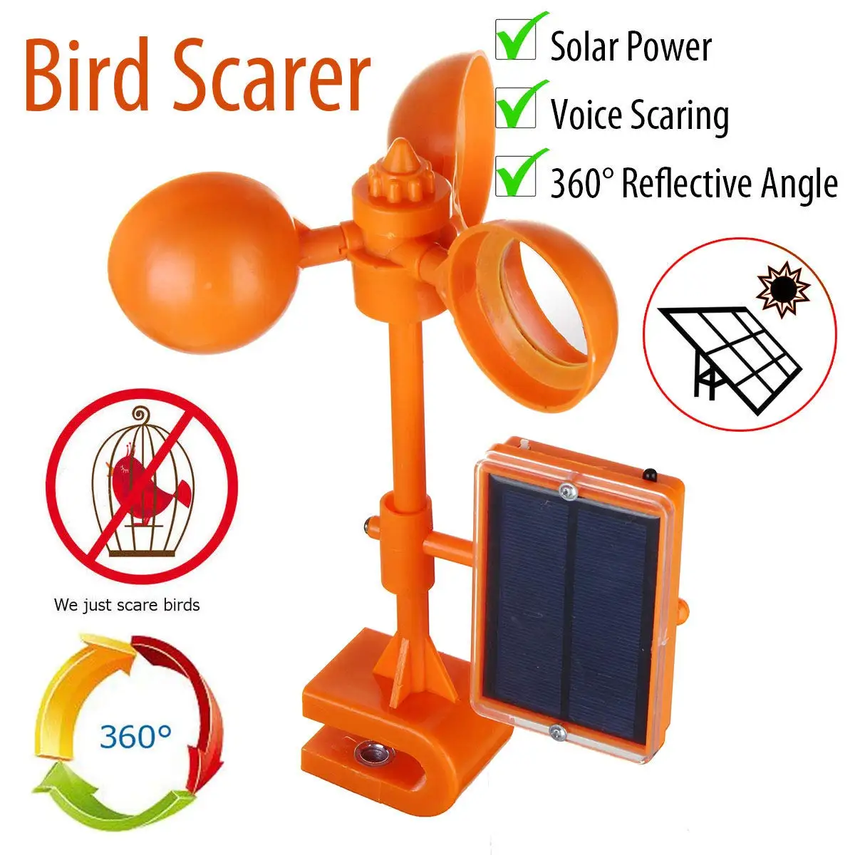 

Ultrasonic Solar Sensor Repeller Away Bird Device 360 Degree Crop Outdoors Pigeon Tool Pest Garden Lawns Crow Pond Bird Repeller