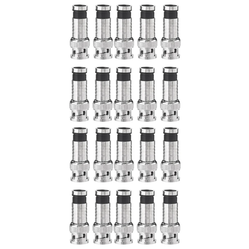 

20 Pcs BNC Compression Connector For Coax RG59 Cable CCTV Cameras