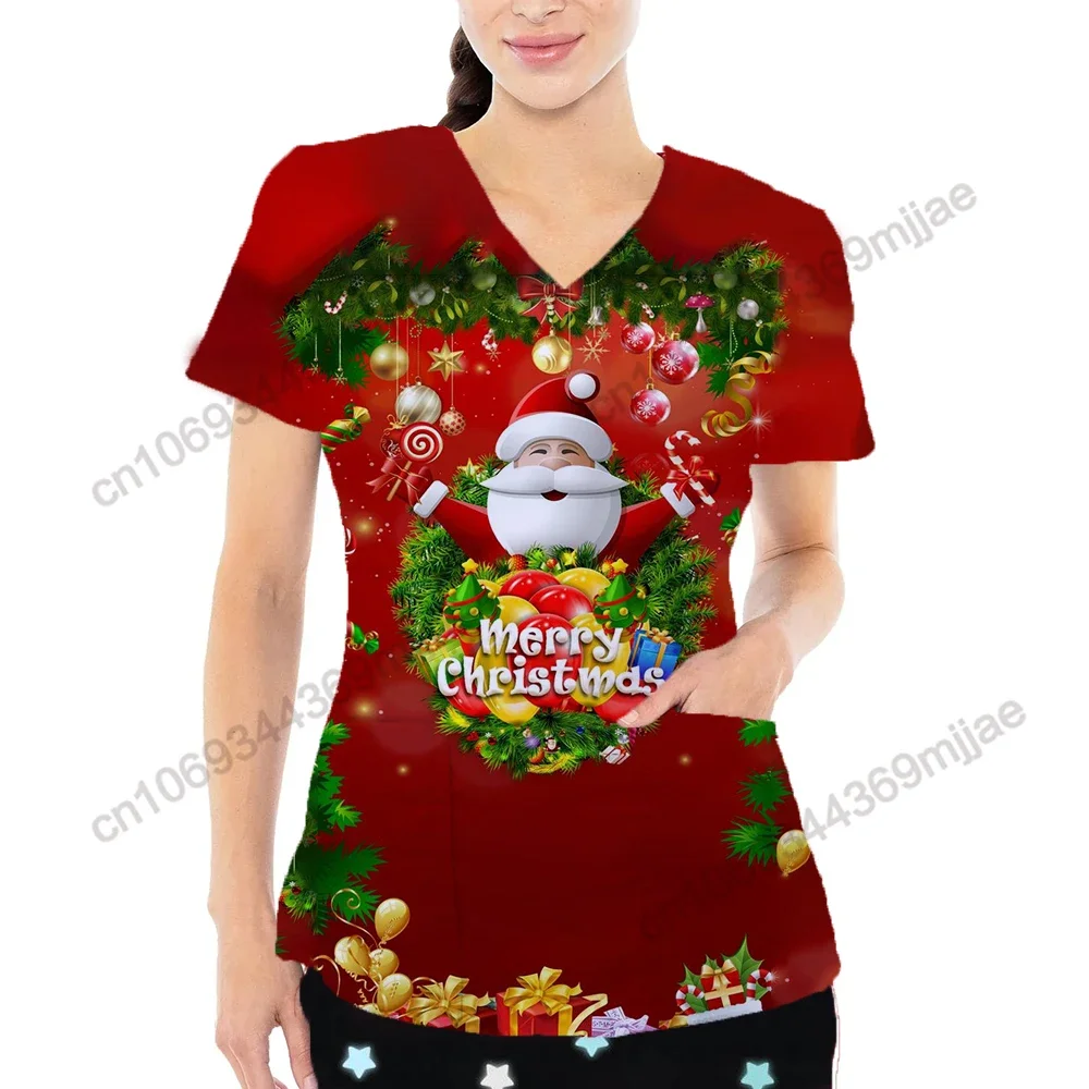 Женская футболка с V-образным вырезом карманами