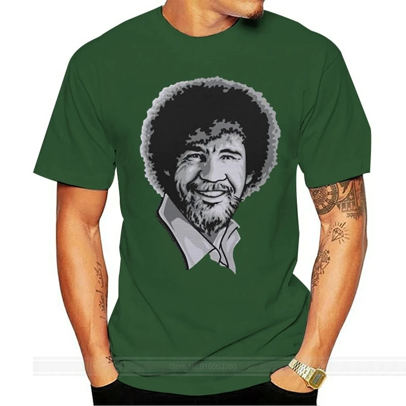 

Bob Ross The Joy of Painting Smiling Happy Tonal T-shirt discount hot new tshirt top free shipping tshirt funny 100% Cotton top