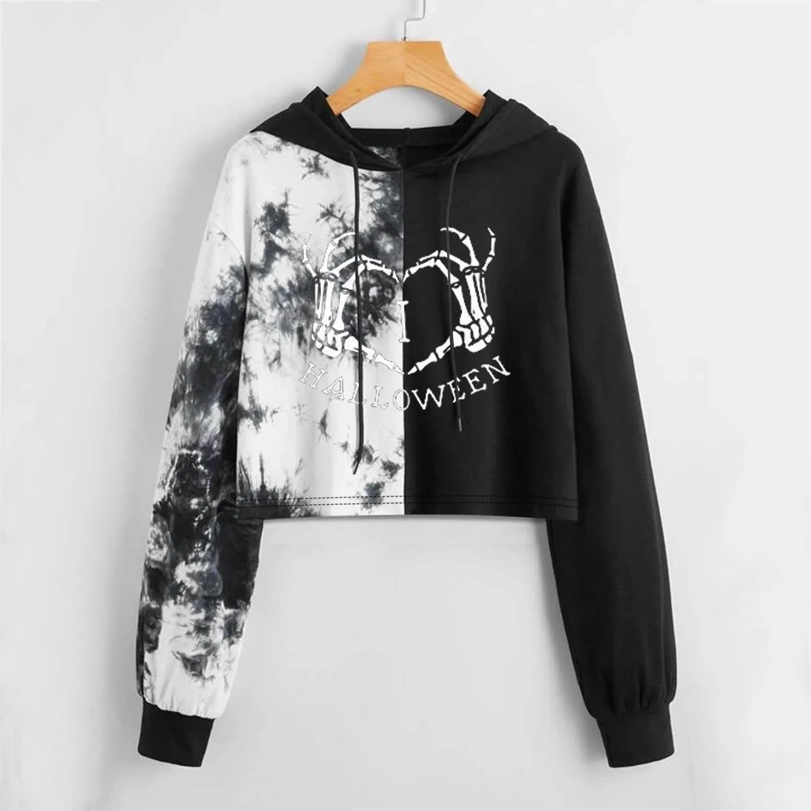 

Women Skeleton Print Letter Graphic Tie Dye Drop Shoulder Drawstring Clothe Sweatshirt Womens Oversized Sweatshirts And Hoodies
