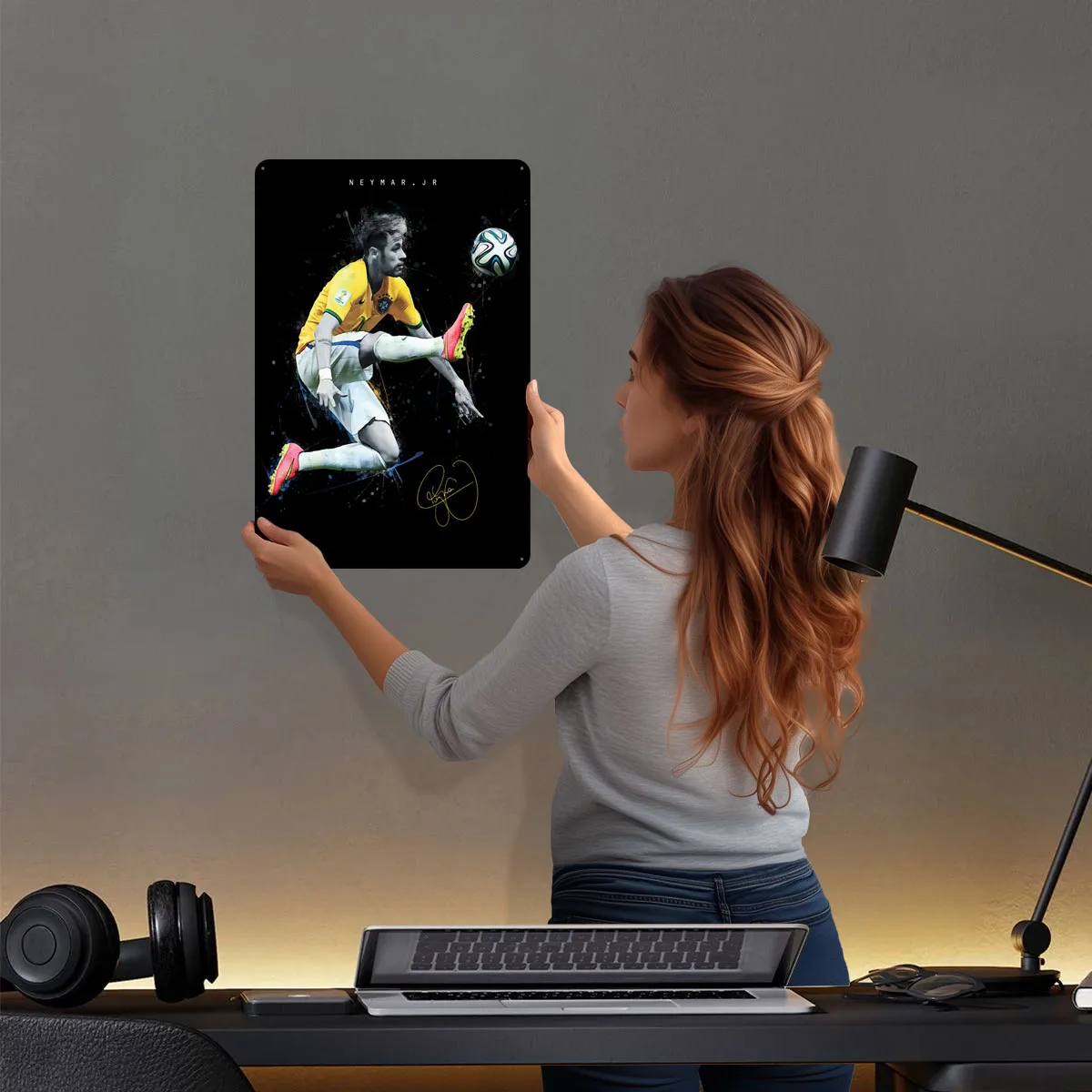 Неймар-младший футбольный художественный жестяной знак спортивный плакат