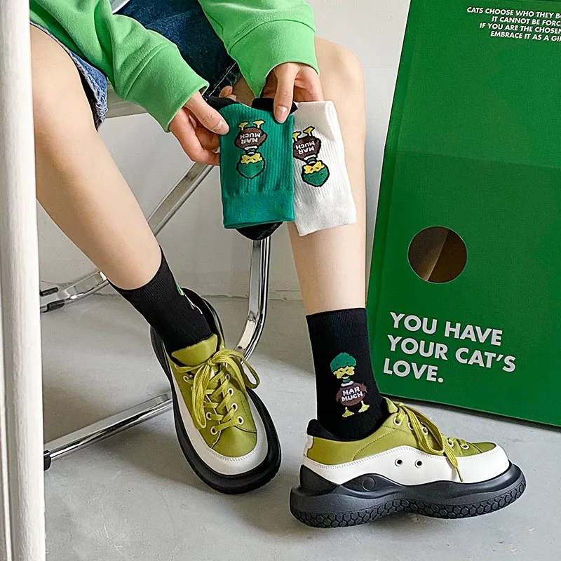 

Весенне-летние модные женские носки, японские, корейские, в стиле Харадзюку, Мультяшные утки, Необычные Веселые носки для девочек с фотограф...