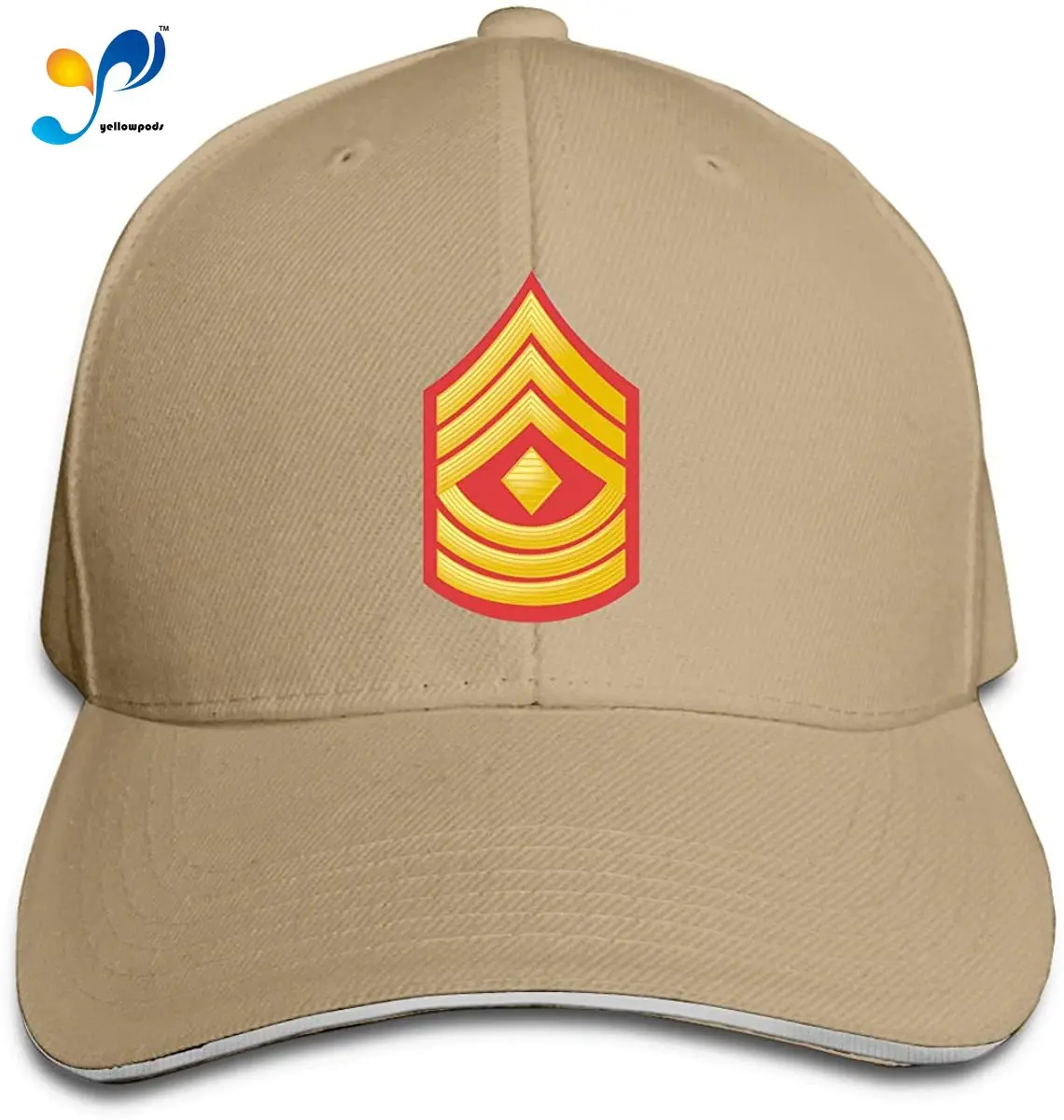 

U.S.M.C E-8 First Sergeant RED Gold Chevron Men Cotton Classic Baseball Cap Adjustable Size