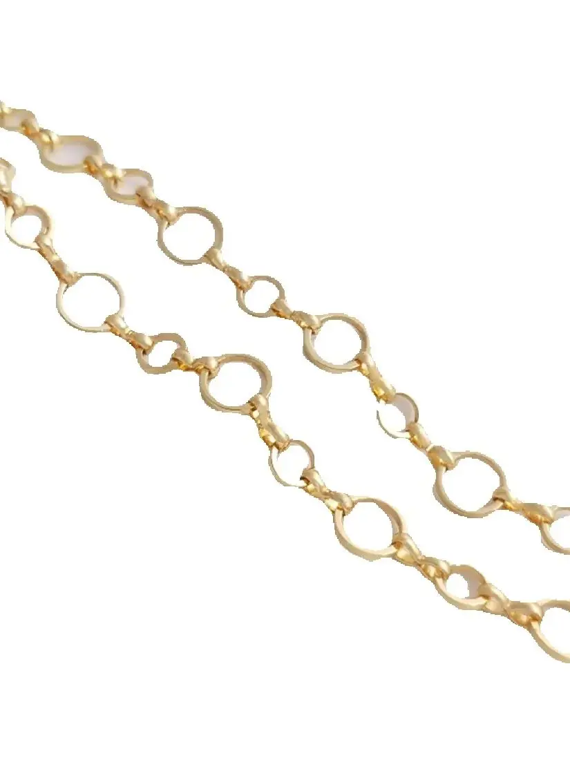 14 К Золотая упаковка 6 + 8 мм Круглая О-цепочка ручной работы Свободная цепочка DIY