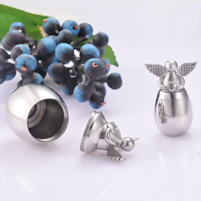 Small Keepsake Urns for Human Ashes Angel Wings Heart Mini Stainless Steel Cremation Memorial Urns for Ashes Jewelry Dropship
