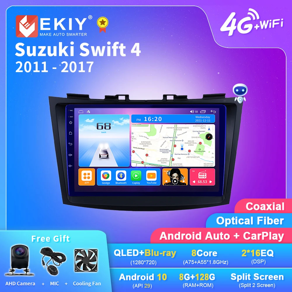

EKIY T7 QLED Android 10 Car Radio For Suzuki Swift 4 2011 - 2017 AI Voice Stereo Multimedia Video Player Navi 2din DVD Head Unit