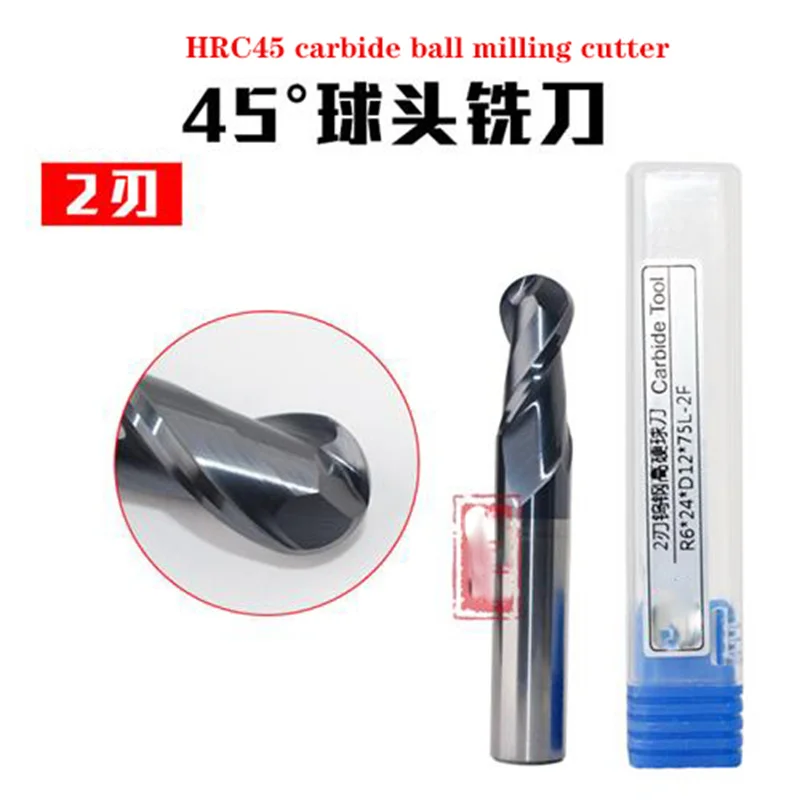HRC45 Solid Carbide 2 Flute Ballnose Endmill TiAlN Coated.Ball Nose Slot Drill VAT Reg  R1 R2 R3 R4 R5 R6 R7