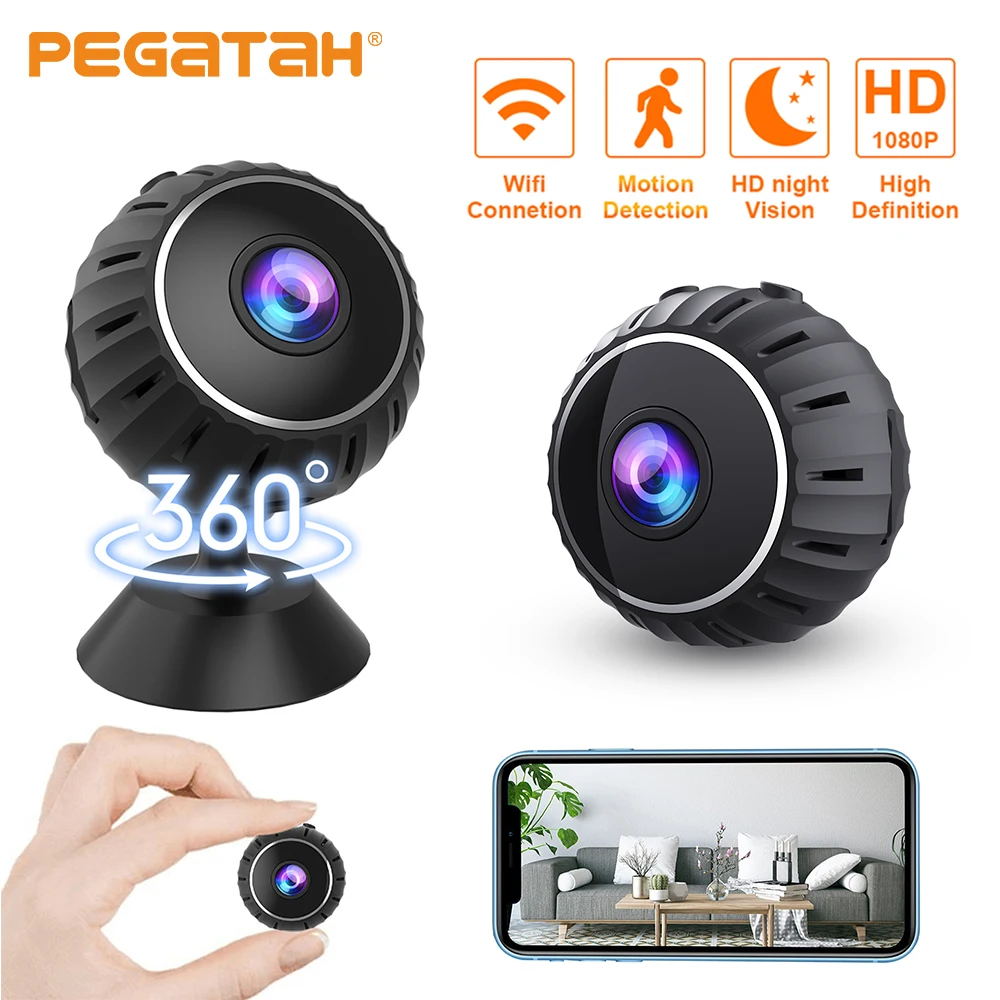 PEGATAH Mini Camera Smart WiFi 1080P Home Security HD Nanny Cam Baby Monitor Indoor Video Recorder Motion Detection Night Vision