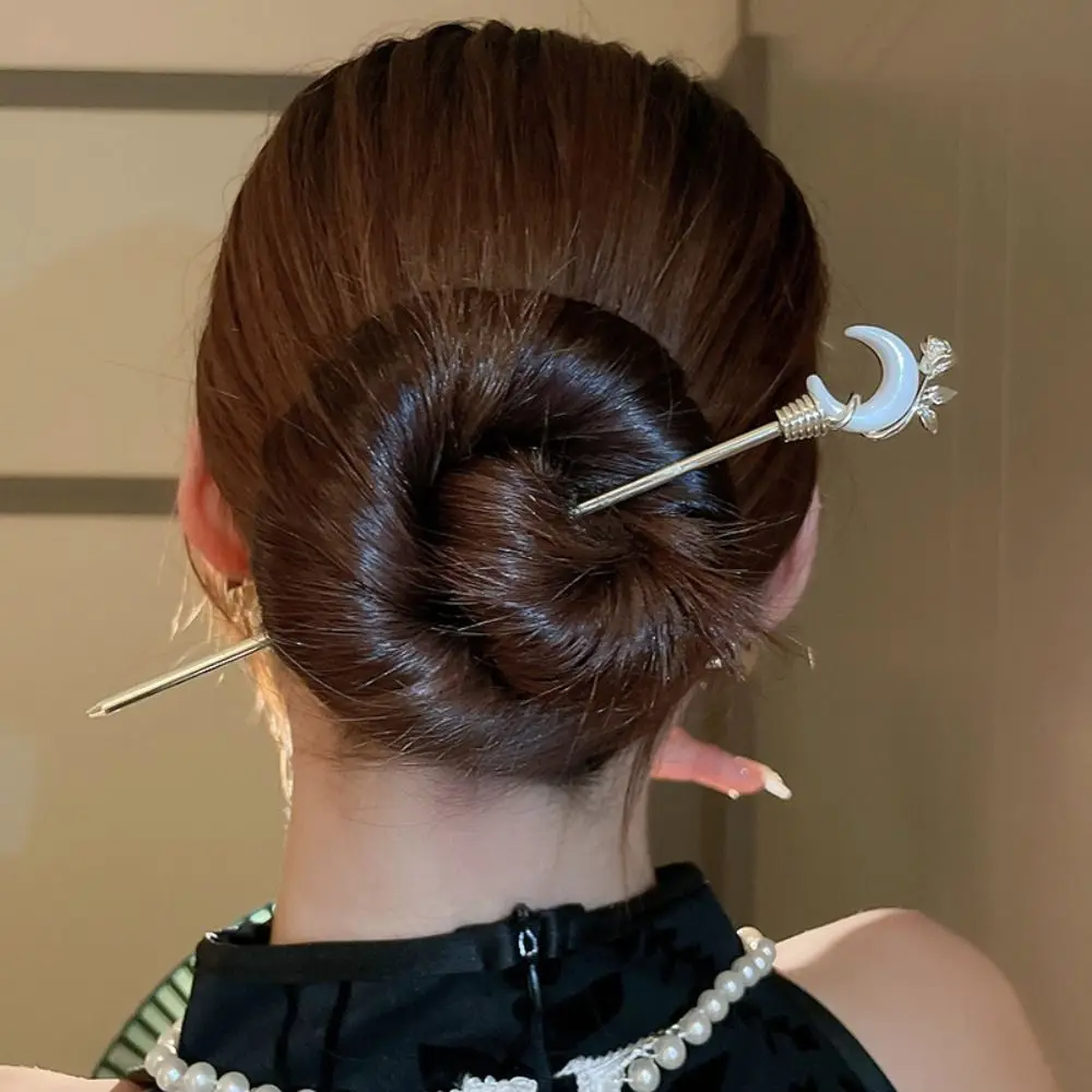 

Chinese Style Hairpin Simple Acrylic Crescent Moon Hairpin Ancient Style Retro Moon Pendant Hair Stick Chilly Hair Accessories