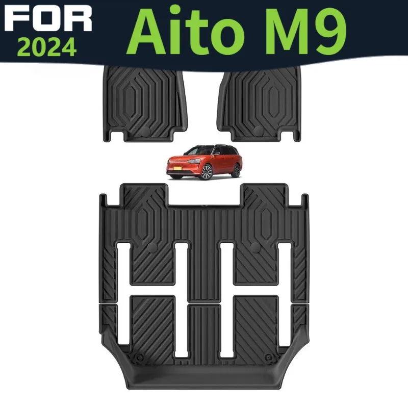 

Напольный коврик для Aito M9 2024, всепогодные водонепроницаемые автомобильные коврики, аксессуары из ТПЭ, легко чистится