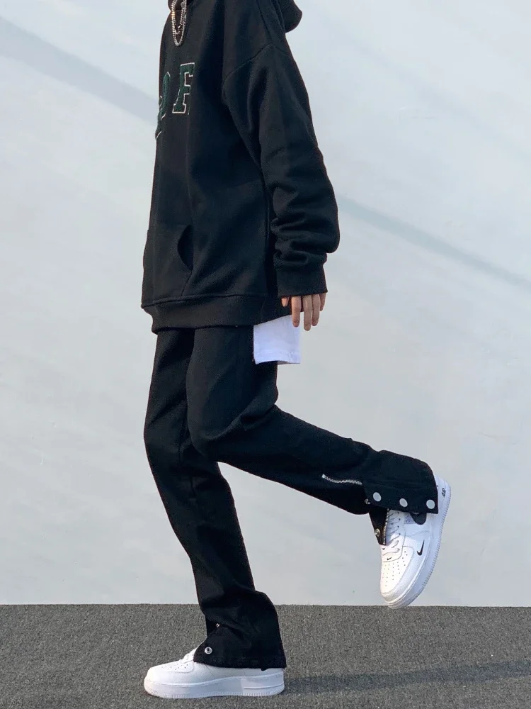 Джинсы мужские в европейском стиле Vibe High Street с боковой молнией потертые