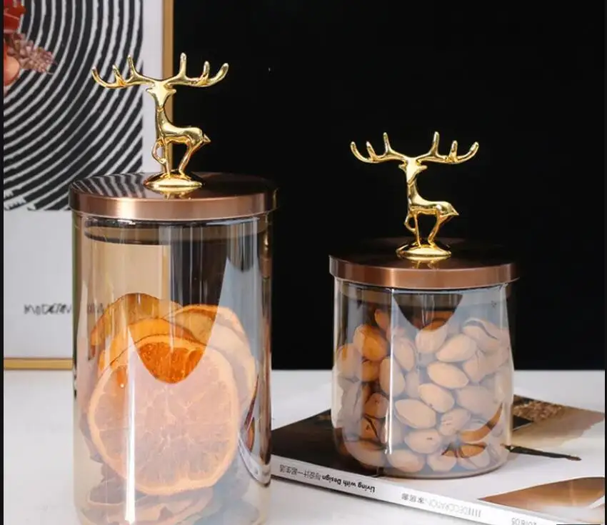 Маленькая стеклянная герметичная банка с оленем современный стиль пищевой класс
