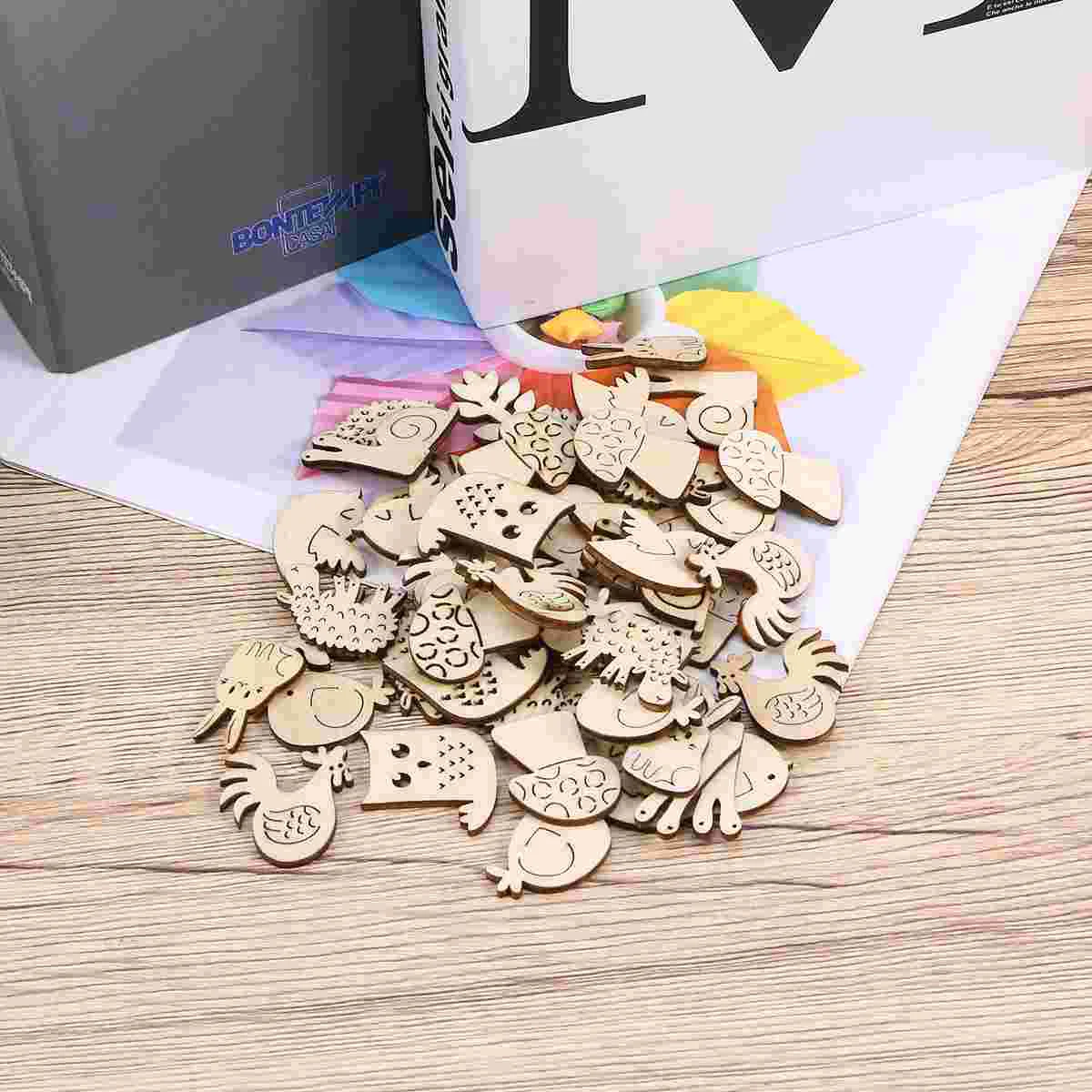 

50pcs Animals Decoration DIY Unfinished Craft Cutouts Ornaments Slices