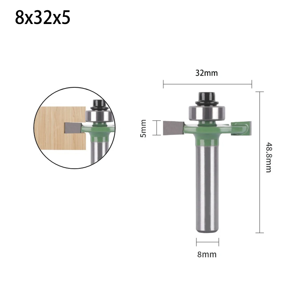

1pc 8mm Shank T-Slot Router Bit With Bearing Cemented Carbide Milling Cutter For Wood Bit Face Mill Woodworking Tools 5-16mm