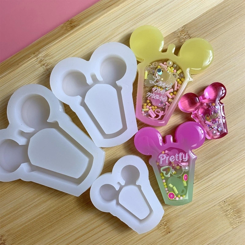 

R3MC Shiny Glossy Geometry Straw Cup Ornament Mold Silicone Epoxy Resin Mold DIY Keychain Pendant Jewelry for Bag Decorations