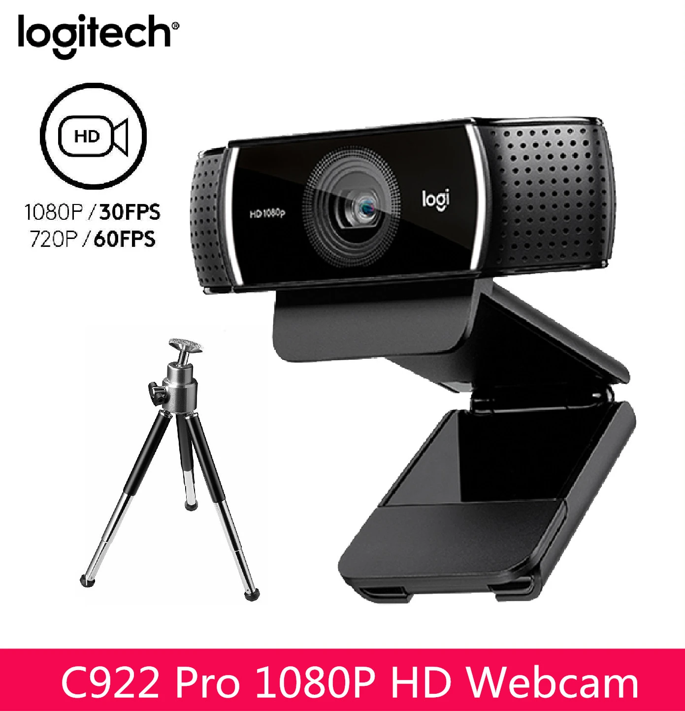 

Promotion!!! C922 Pro Webcam Built-in Microphone With Tripod 1080p HD Camera C922 Logitech 1080P Web 30FP
