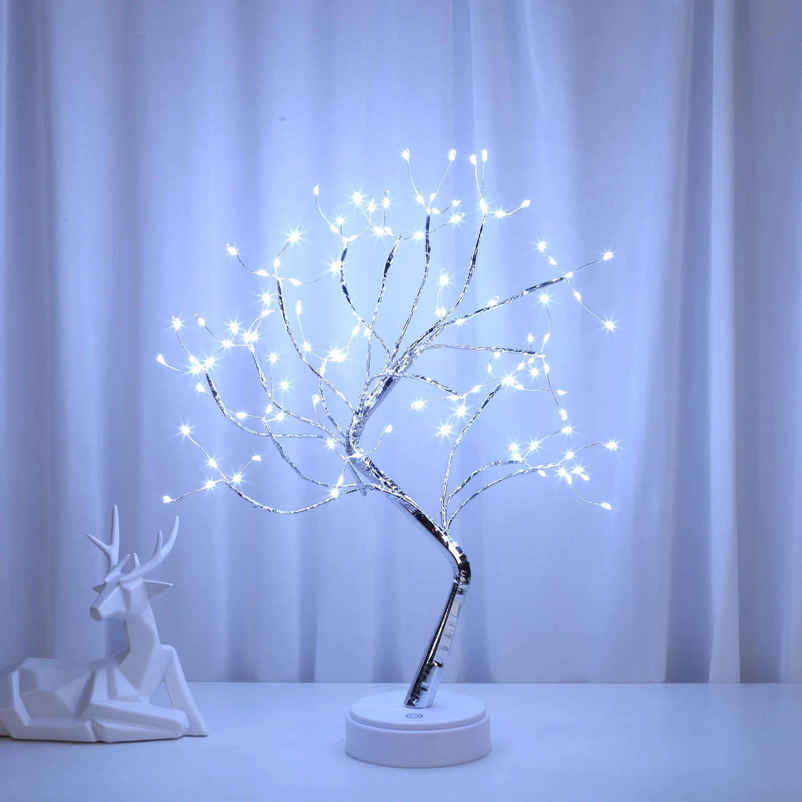

Настосветильник лампа для деревьев бонсай, питание от USB или аккумулятора, светодиодная лампа с медным проводом 108
