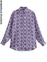pailete women 2022 fashion flowing print loose blouses vintage long sleeve button up female shirts chic tops