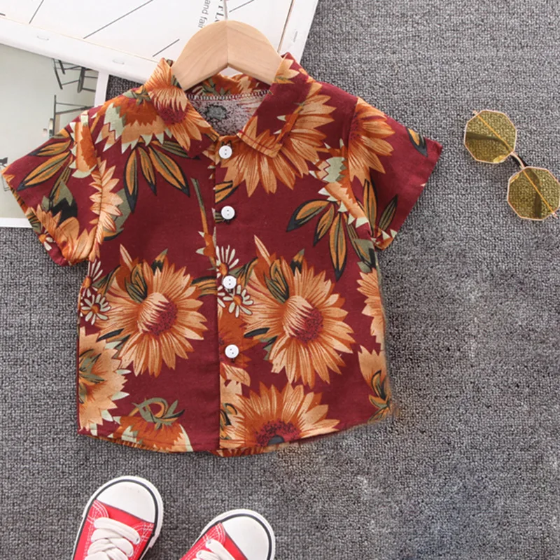 

IENENS Kids Shirt Clothes Summer Thin Blouses Clothing Infant Boy Print Cotton Tops 1 2 3 4 5 Years Kids Short Sleeves Shirt