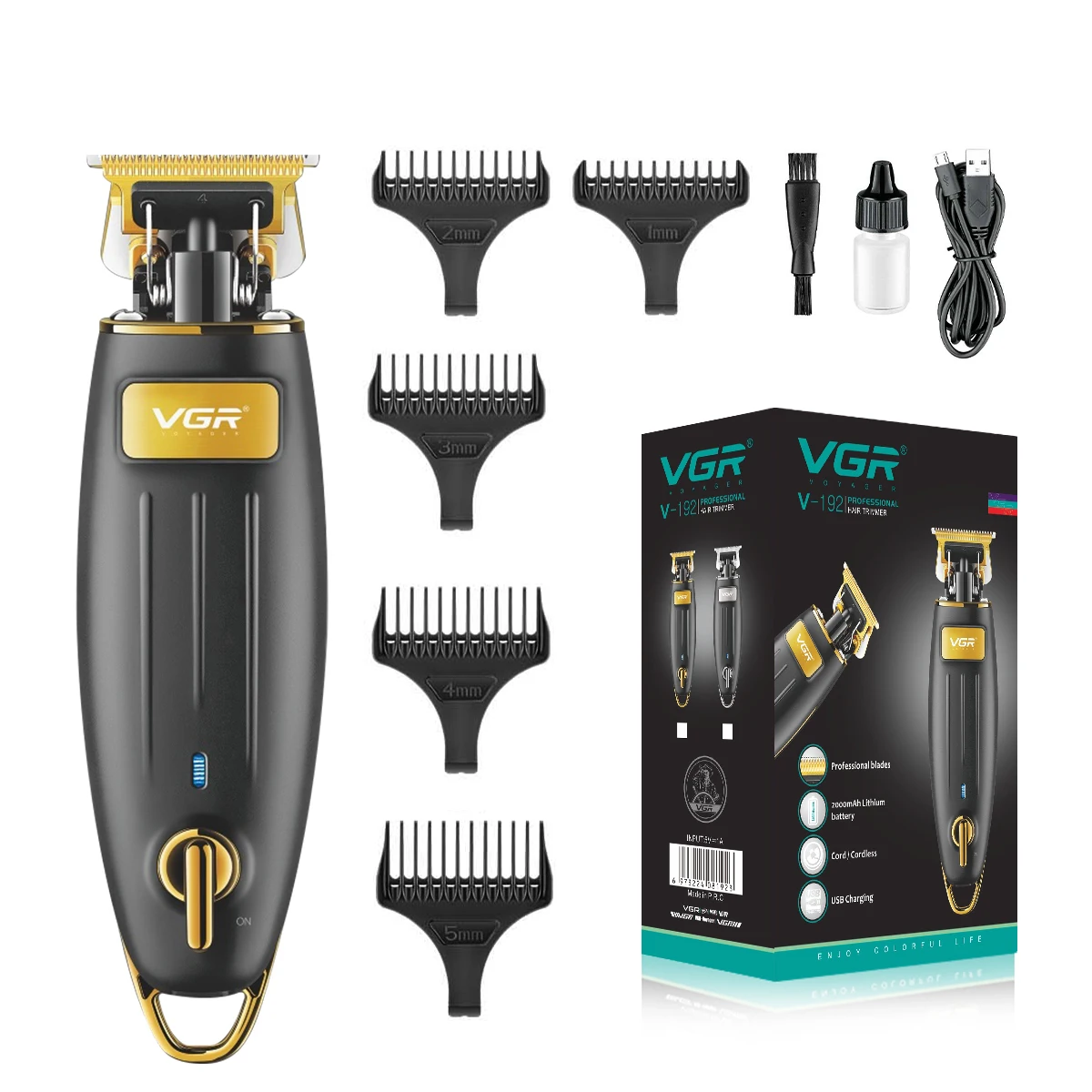 

V-192 Rechargeable Hair Trimmer Hair Clipper Beard Trimmer Hair Cutting Machine Cordless Haircut Electric Trimmer for Men