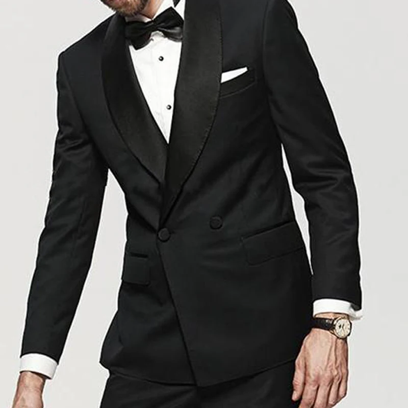 Black Double Breasted Men Suits Slim fit Formal Wedding Groom Tuxedos for Boyfriend 2022 Man Fashion Clothes Jacket with Pants