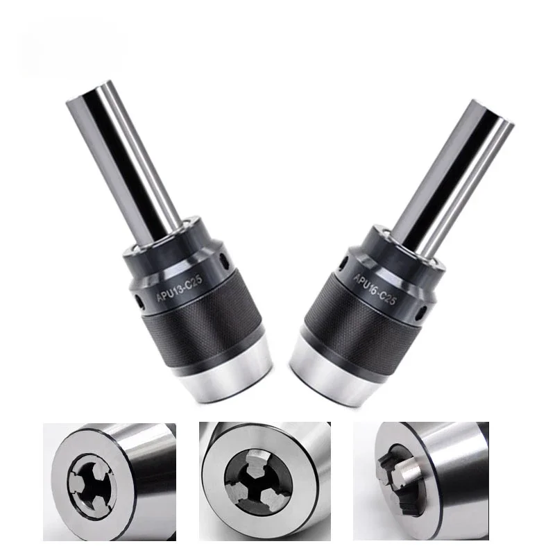 NEW C25 apu Straight shank cutter c25 apu13apu16 one-piece self-tightening drill chuck milling machine tool holder spindle