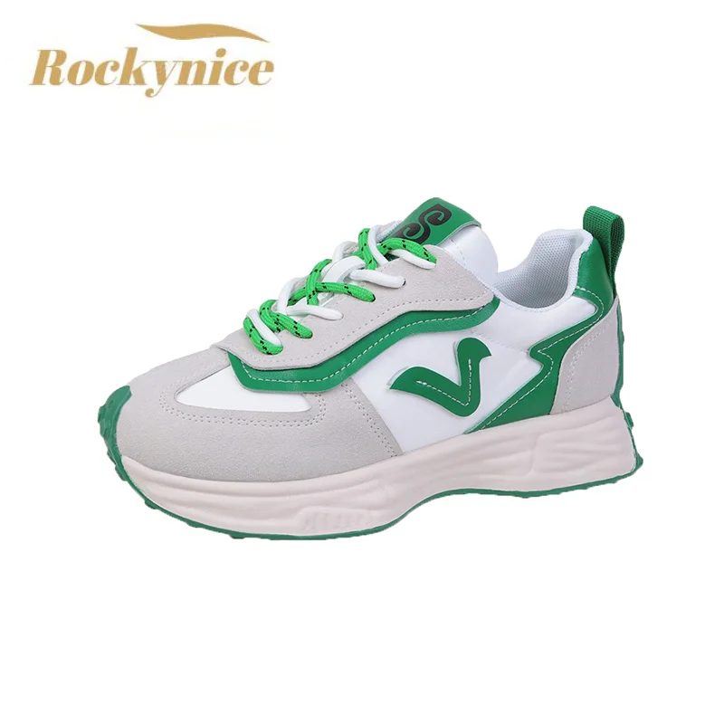 

Fashion 2022 Sneaker Women Summer Breathable Causal Leather Shoes High Platform Sport Dad Shoes Thick Bottom Lace-up Sneakers